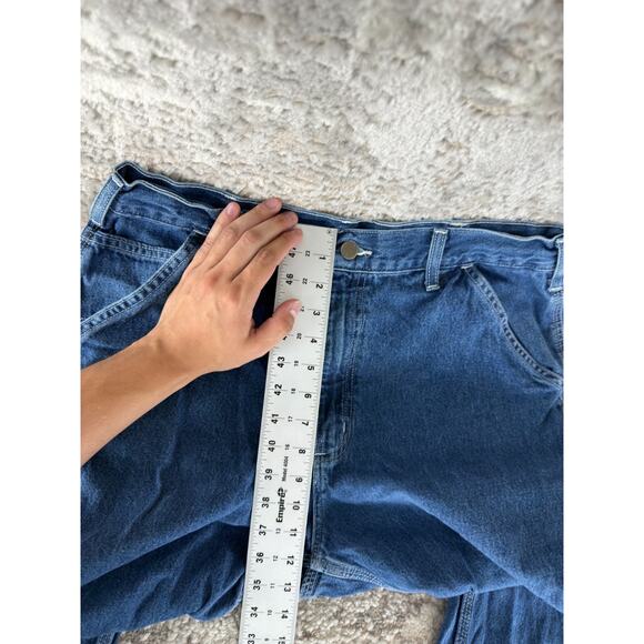 Carhartt Size 34x34 Denim Jeans Casual Pants Blue Button Zip Pocket Straight Leg - Picture 5 of 11